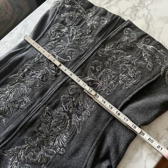 Chico's Size 1 Gray Wool Blend Beaded Embellished Jacket Women’s Size Medium - Picture 14 of 15